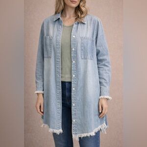 Light Blue Denim Longline Shirt